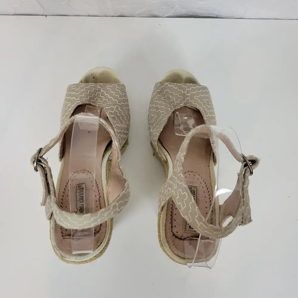 Charles David Womens Sandals Size 10 Taupe Wedge Heel Slingback Espadrille